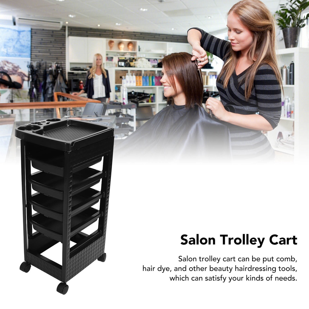 Xe đẩy hiệu cắt tóc xe đẩy dụng cụ đặc biệt xe đẩy nhiều lớp uốn nhuộm làm tóc xe kéo giá đỡ 【Fluorine073】