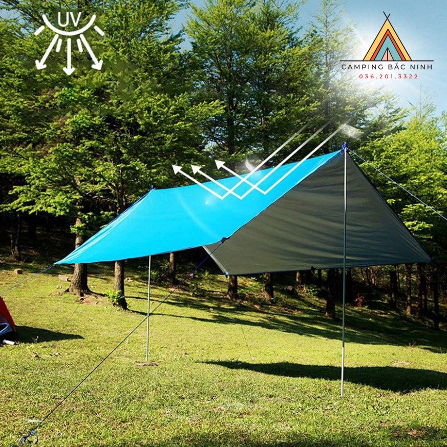 Tarp che mưa, Tấm tăng che mưa, nắng khi đi cắm trại dã ngoại 3mx3m