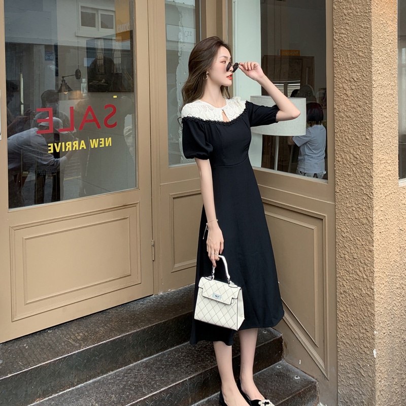 váy đen tiểu thư dáng dài hàng QC (V02)