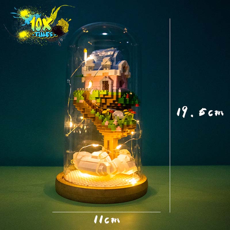 ( lồng kính, đèn led ) lego 3D thuyền sunny one piece cung điện cổ tích, quà tặng bạn gái bạn trai, sinh nhật