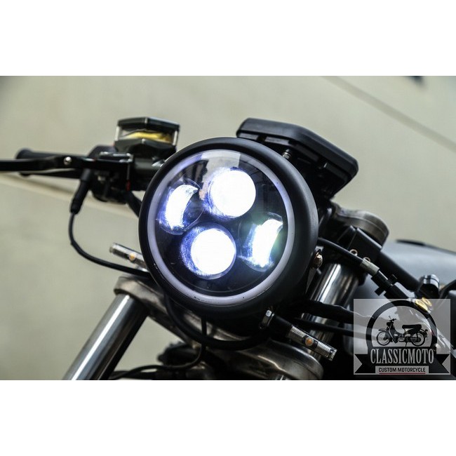 ĐÈN PHA XE MÁY ĐỘ CLASSIC - Đèn pha Harley Cafe Racer Chopper Bobber CG125 GN125 bóng Led
