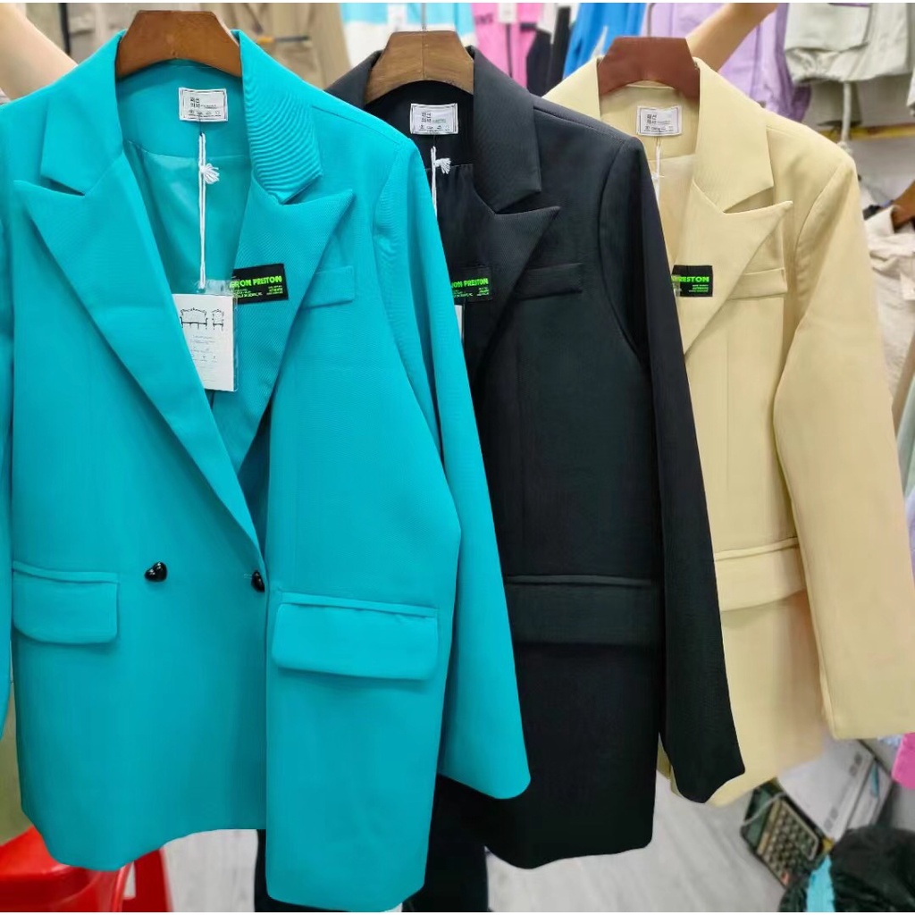 Áo Khoác Blazer Nữ Freesize Dáng Rộng Cổ Ve Nhọn Hàn Quốc Chuẩn Xịn - Dáng Rộng Như Hình - BLA22042