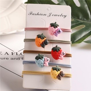 Combo 5 Dây Buộc Tóc Cột Tóc Hình Gấu Ôm Dâu Cute Phong Cách Hàn Quốc Cho Bạn Gái Cho Bé Gái