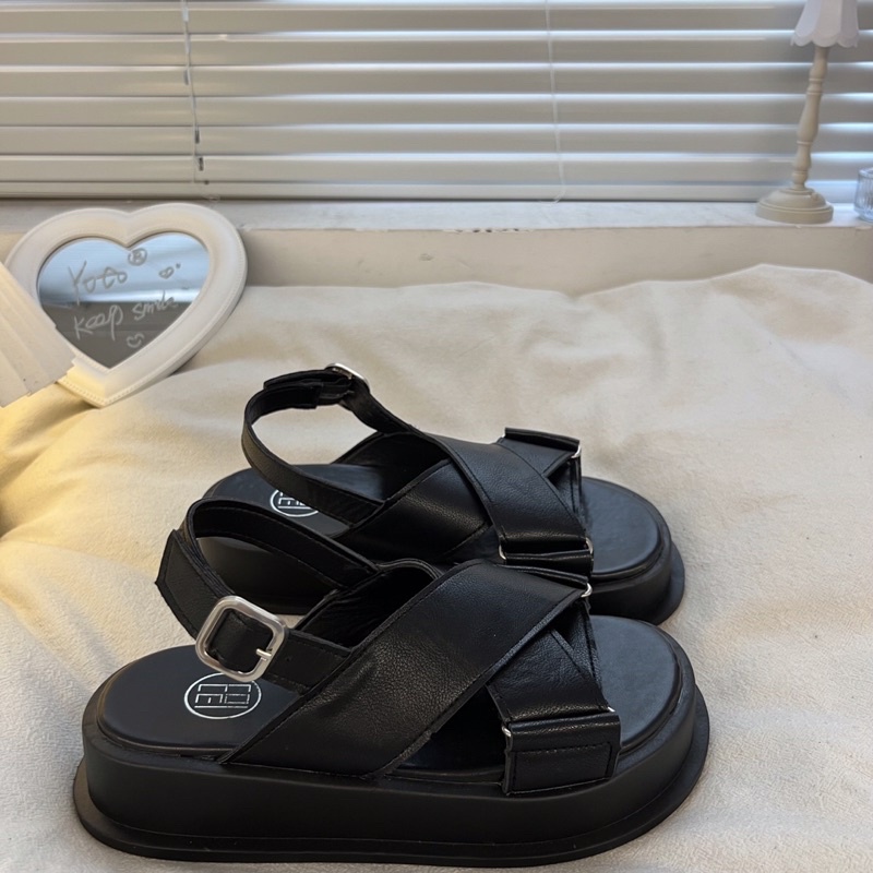 Giày Sandal Nữ Ulzzang bản cao cấp - Giày quai hậu nữ bảng ôm chân che khuyết điểm cao 4p đi học