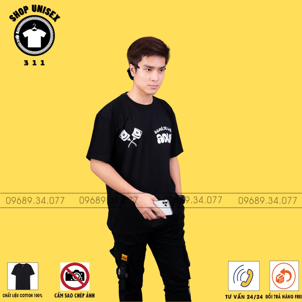 Áo phông ADLV ACME DE LA VIE, Áo thun đôi nam nữ form over size tay lỡ