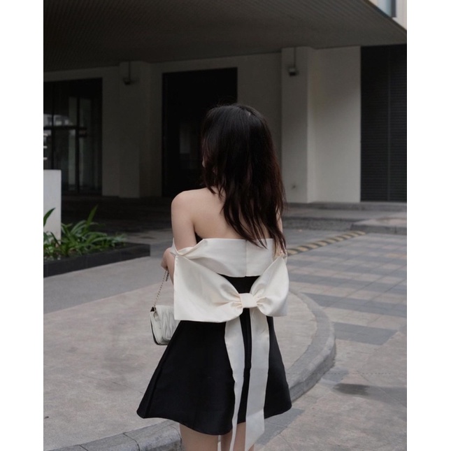 Đầm , váy trễ vai TACTA tiểu thư dáng chữ a , Đầm tiểu thư dự tiệc sang chảnh jeanfangu