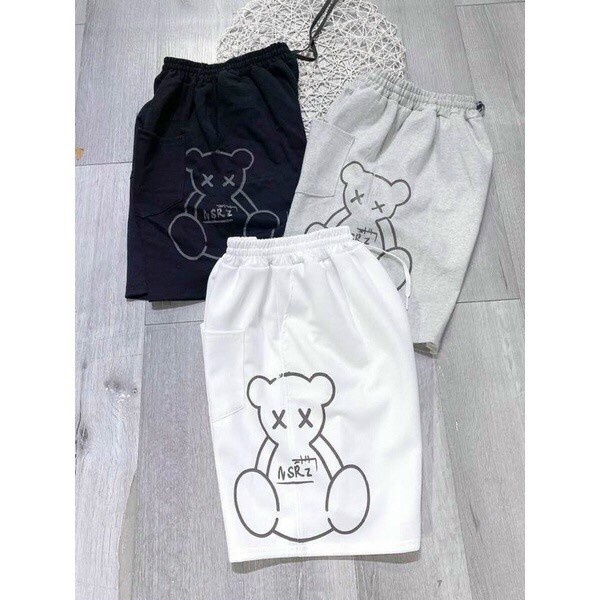 Quần short đùi in gấu ulzzang unisex nam nữ đều mặc được