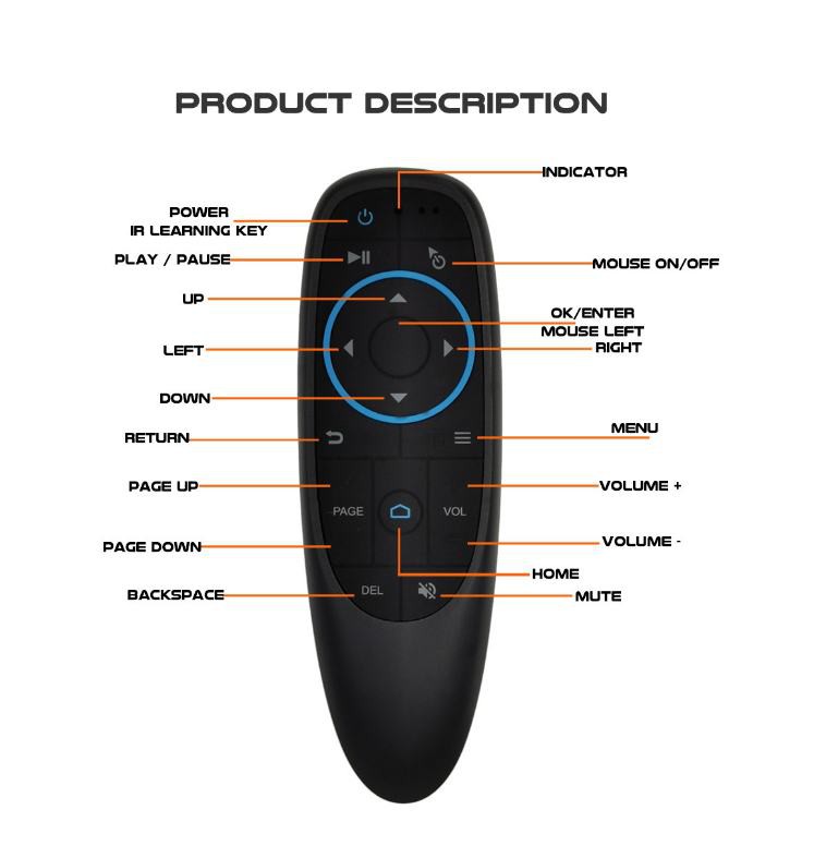 Chuột bay bằng giọng nói G10S Bộ điều khiển từ xa USB2.4 G Hỗ trợ giọng nói thông minh Con quay hồi chuyển tích hợp Vo