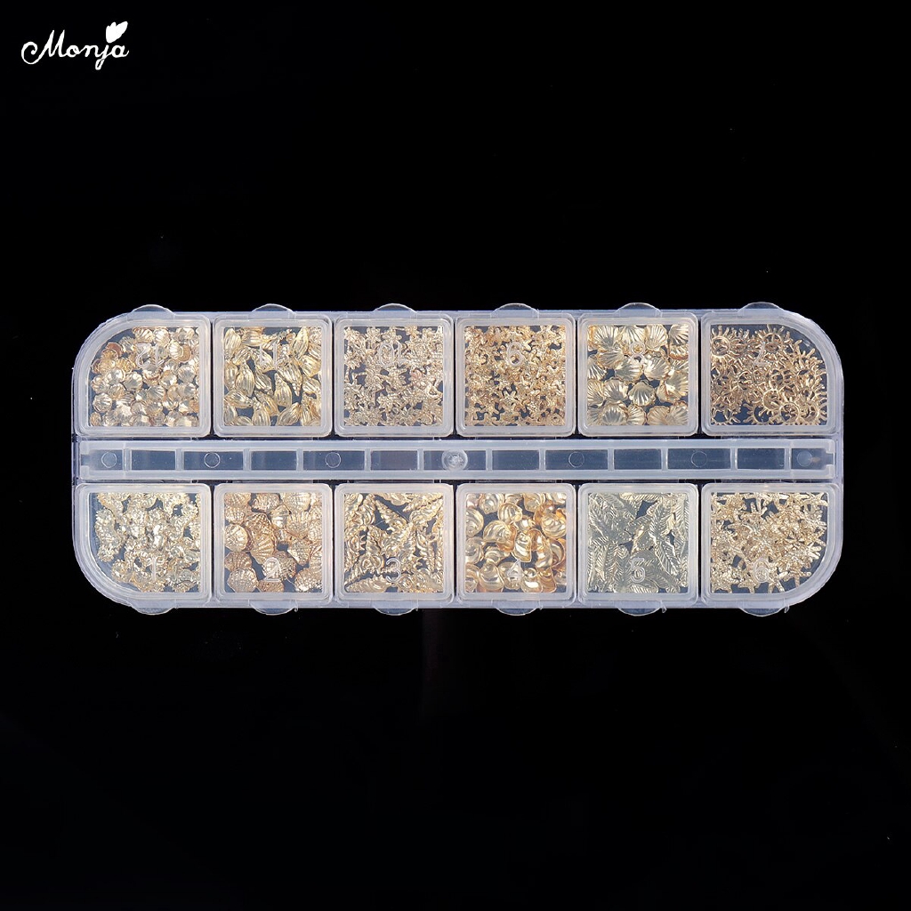 MONJA Hộp Phụ Kiện Trang Trí Móng Tay Nghệ Thuật Hình Vỏ Sò / Sao Biển