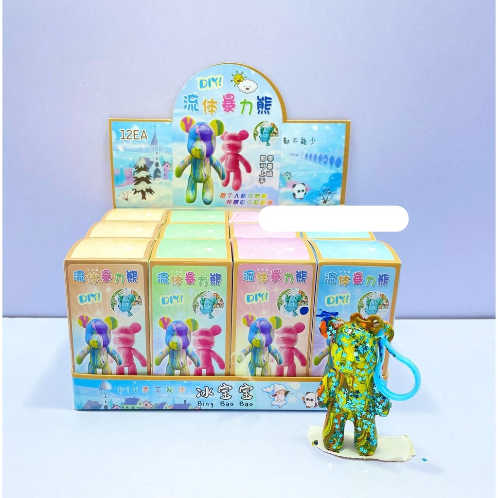 Bộ đồ chơi DIY làm móc khóa Bearrick tô màu nước có kim tuyến