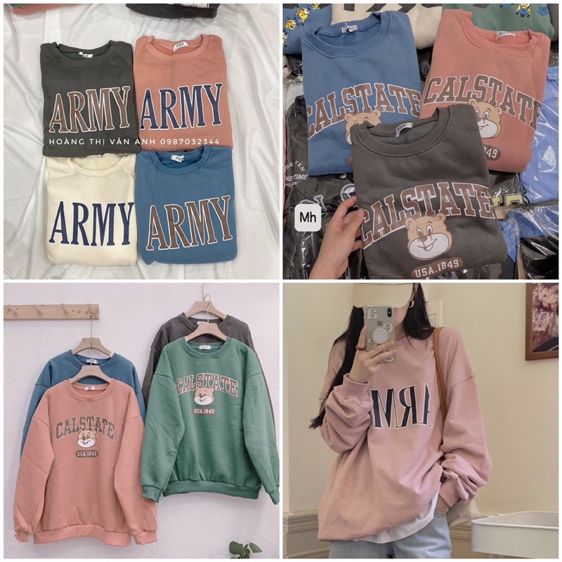 [Mã 12FASHIONSALE1 giảm 10K đơn 50K] Sweater nỉ cổ tròn các mẫu siêu xinh tay tay bồng (hàng có sẵn)