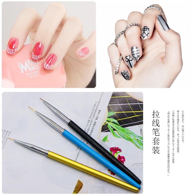 Set cọ nét 3 cây vẽ nail