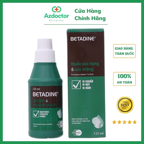 Súc họng Betadine phòng nhiễm khuẩn khoang miệng chai 125ml Azdoctor