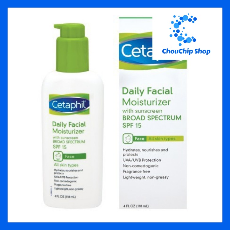 Kem dưỡng ẩm không nhờn, chống nắng Cetaphil Daily Facial Moisturizer with Sunscreen Broad Spectrum SPF 15 118ml