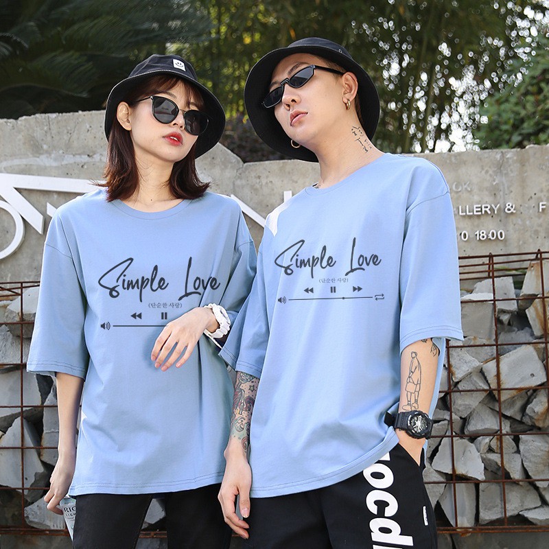Áo phông nam nữ unisex tay lỡ thun form rộng teen cổ tròn oversize cotton SIMPLE LOVE giá rẻ basic đen trắng tee pull