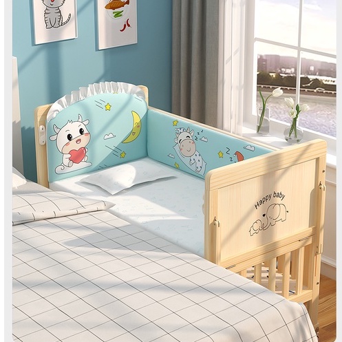 Cũi cho bé 6 chế độ đa năng size 60*105*90cm,  kèm màn với bánh xe di chuyển, cũi gỗ cho bé có thanh chắn giường