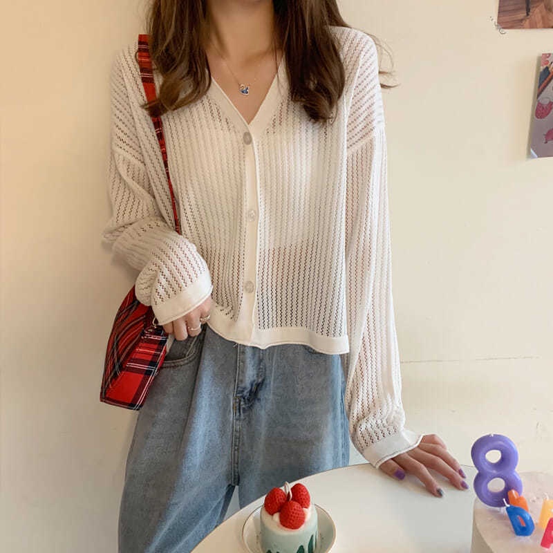Áo khoác Cardigan dệt kim cổ tim xinh xắn cho nữ 0269