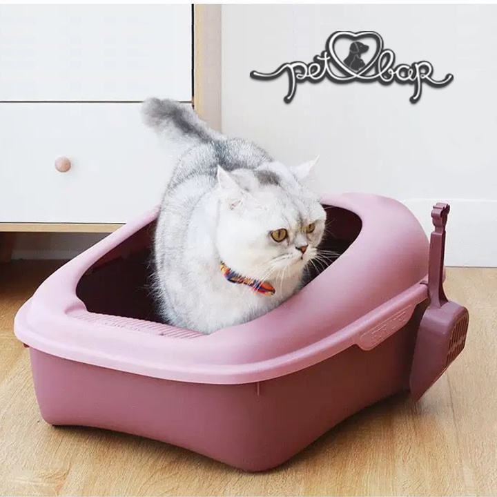 [ Kèm xẻng ] Khay cát vệ sinh cho mèo màu sắc nổi bật cùng thiết kế nắp khum hình trứng chống văng cát ra ngoài