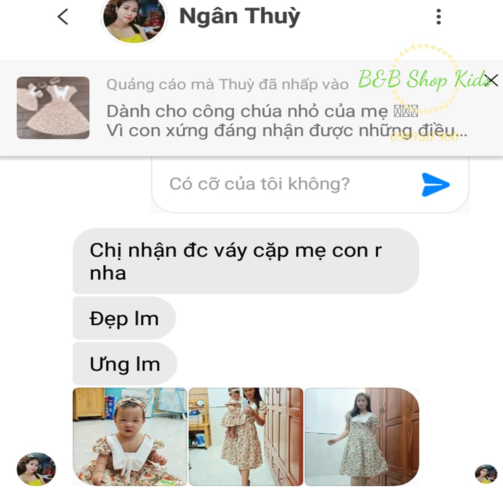 Váy Bé Gái 💖 𝘍𝘳𝘦𝘦𝘴𝘩𝘪𝘱 + 𝘛ặ𝘯𝘨 𝘒è𝘮 𝘛𝘶𝘳𝘣𝘢𝘯 💖Set Váy Đôi Hoa Nhí Mẹ Và Bé Váy Đầm Đẹp Bé Yêu Từ 1 - 8 Tuổi - B&B SHOP KID