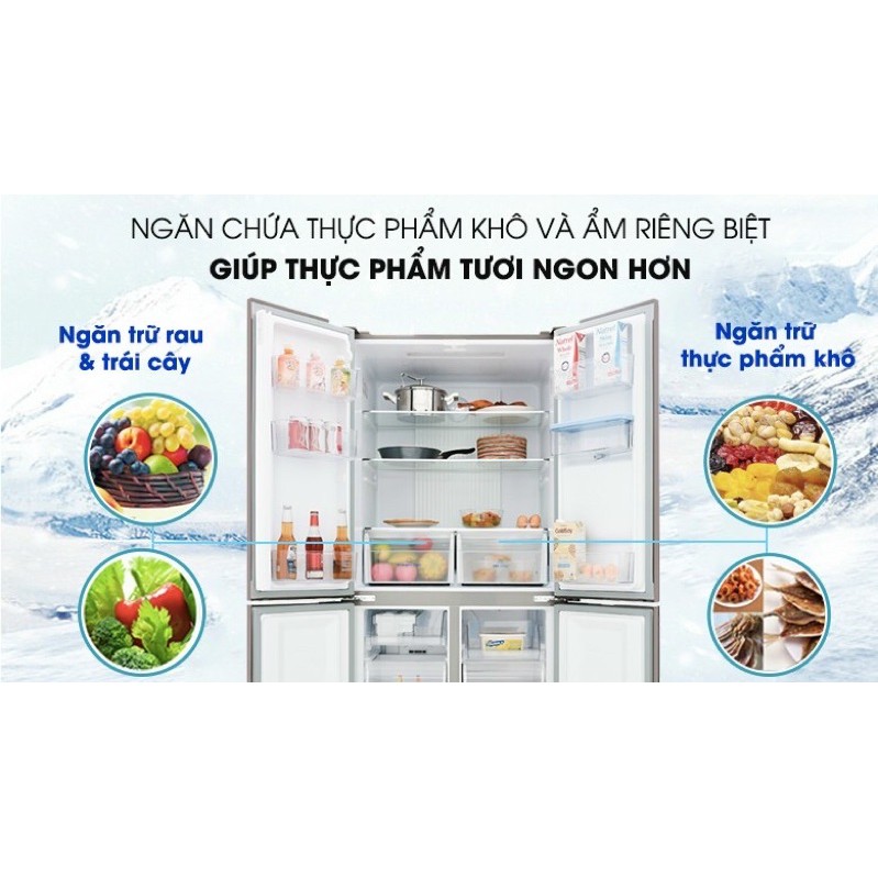 Tủ lạnh AQUA inverter 456 lít AQR-IGW525EM GB( Hàng mẫu trưng bày NEW Bảo hành chính hãng 2 năm)