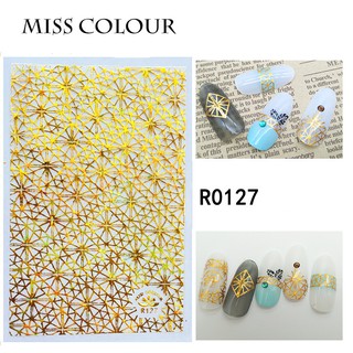 [Hàng mới về] Decal Dán Móng Nghệ Thuật Họa Tiết Hình Học Màu Vàng / Bạc