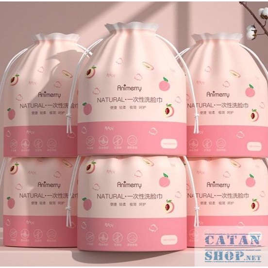 Khăn lau mặt khô dùng 1 lần bằng cotton cao cấp tự nhiên,cuộn khăn mặt khô tẩy trang đa năng túi trái đào xinh xắn