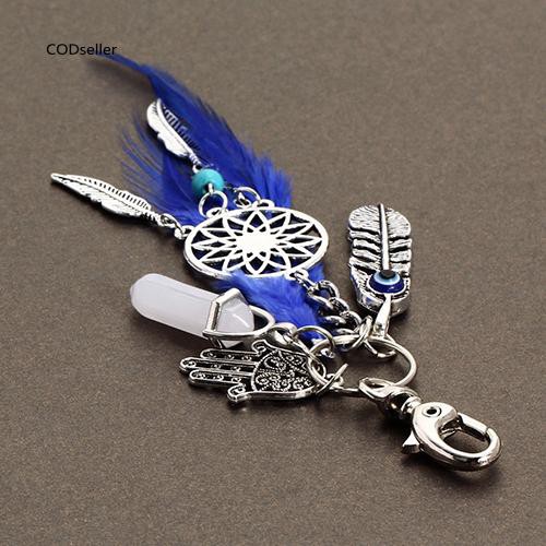 Móc chìa khoá hình Dreamcatcher bằng hợp kim mạ bạc dài 16cm phong cách Bohemia đáng yêu cho nữ