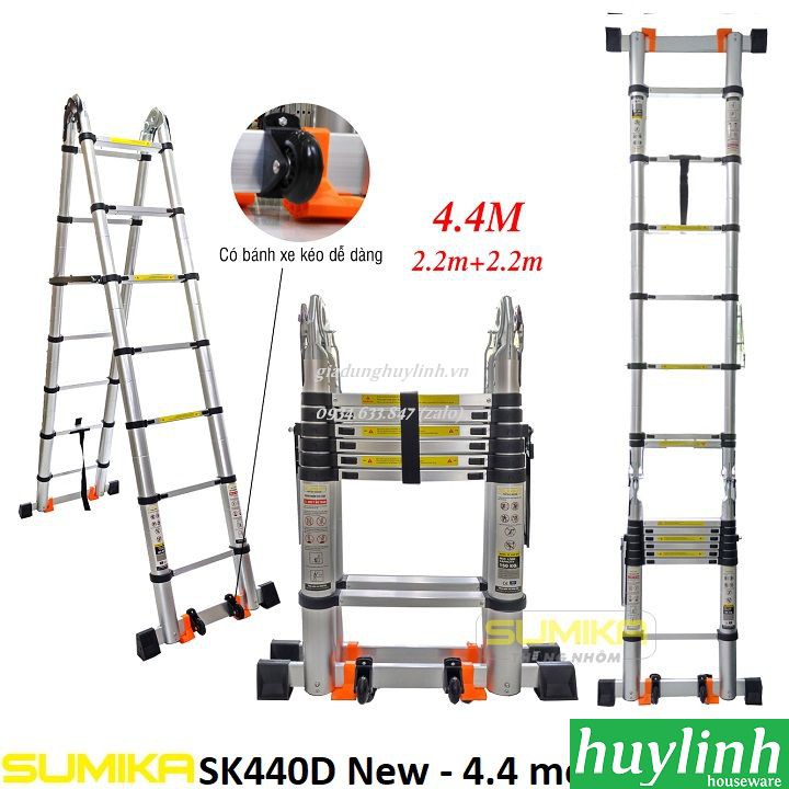 Thang nhôm rút đôi chữ A Sumika SK440D New - 4.4 mét