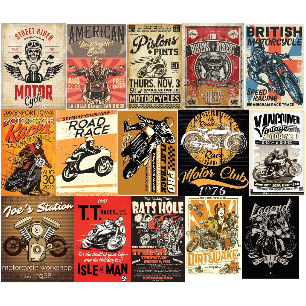 Decal BIKER, MOTOBIKER dán tường khổ lớn