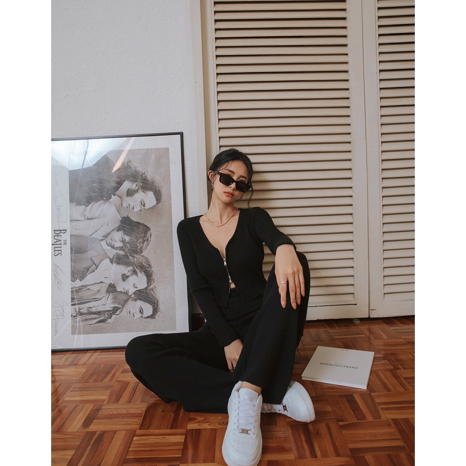 Quần dài len gân ống rộng nữ Air Space Lady 2141829011