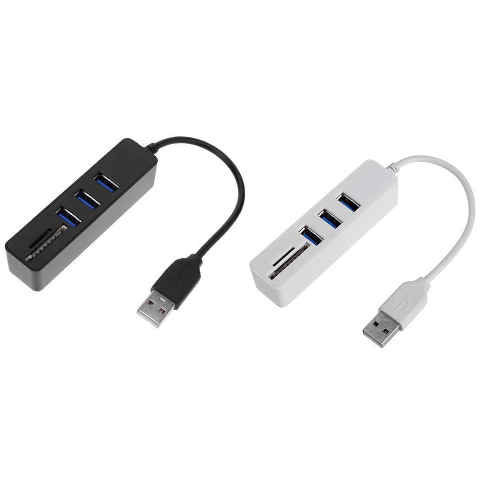 Hub USB 3 Cổng Kèm 2 Khe Đọc Thẻ Nhớ Micro và SD(Tặng kèm móc khoá)
