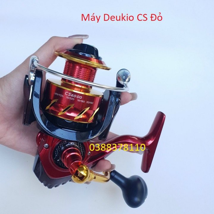 Máy Câu Cá Deukio CS Đỏ, Máy Kim Loại DEUKIO CS1000-7000 Dùng Câu Lure Câu Lăng Xê