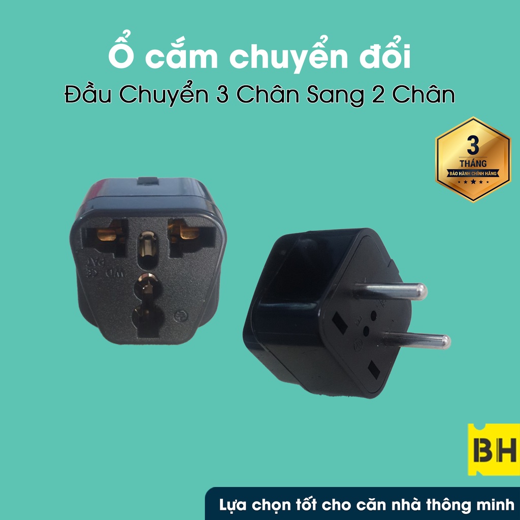 Đầu chuyển 3 chấu sang 2 chấu tròn - Màu đen