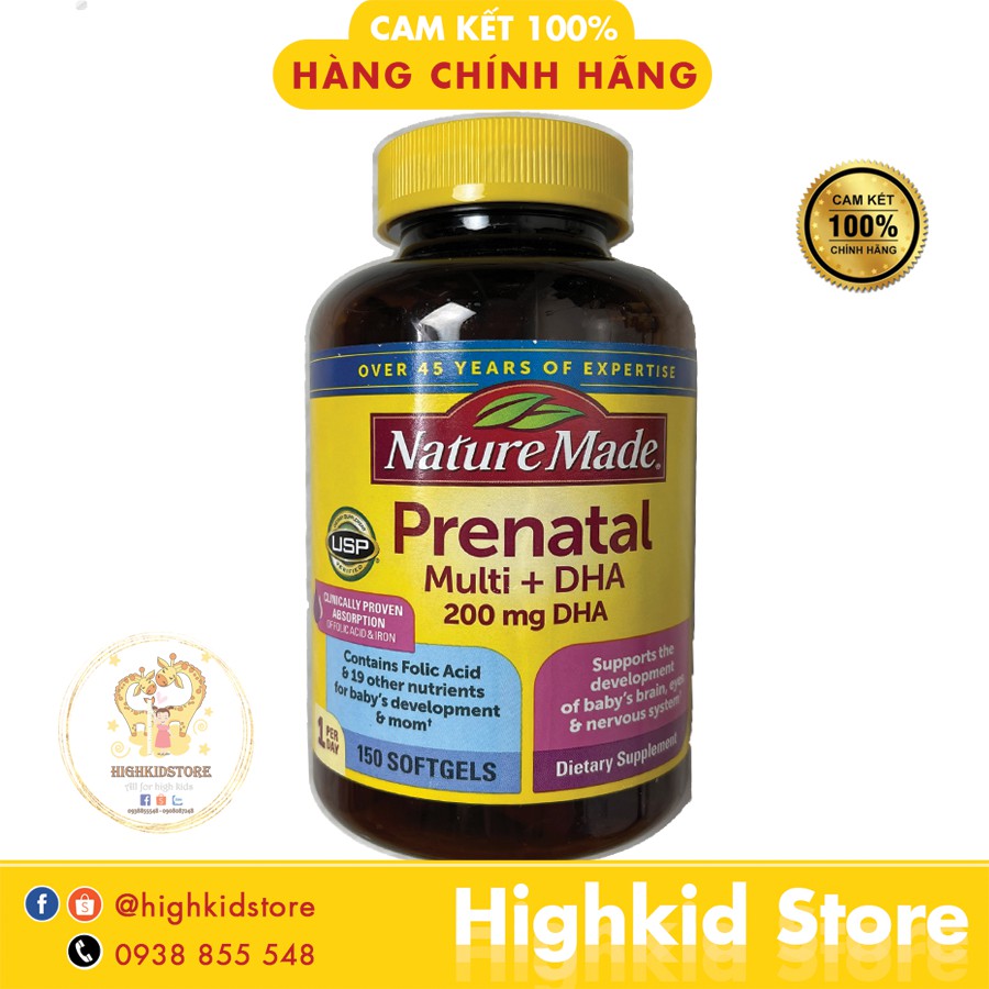 Vitamin tổng hợp bầu Nature Made Prenatal Multi + DHA