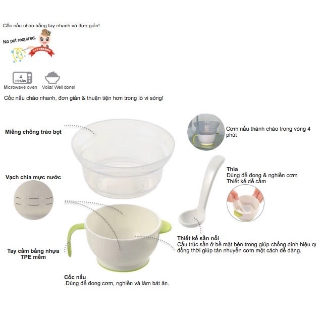 Cốc nấu cháo Richell Nhật Bản