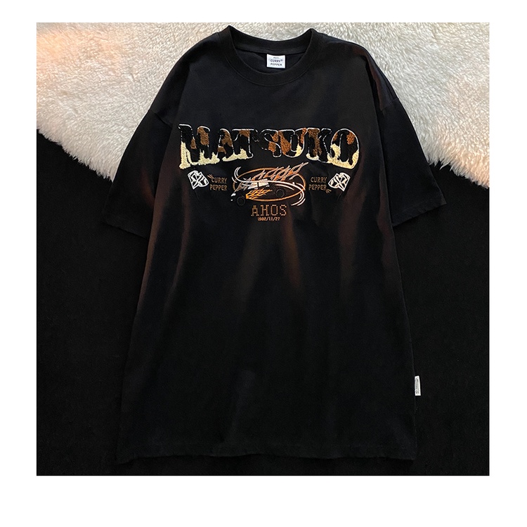 Áo Thun Nữ Ngắn Tay Thêu Chữ Mặt Trước Và Sau Lưng