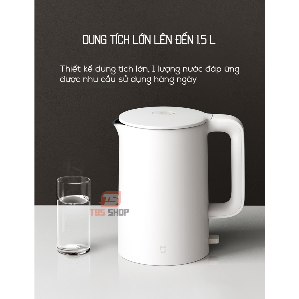 Ấm siêu tốc xiaomi inox 304 dung tích 1.5l 1800w hàng chính hãng