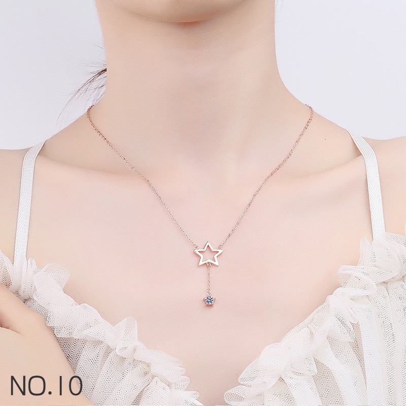 Vòng cổ Mặt Đính Đá Kim Cương Trắng Bạc S925 Thời Trang