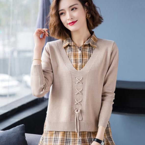 Áo len nữ dáng ngắn mix sơ mi cá tính mới nhất 2020 | BigBuy360 - bigbuy360.vn