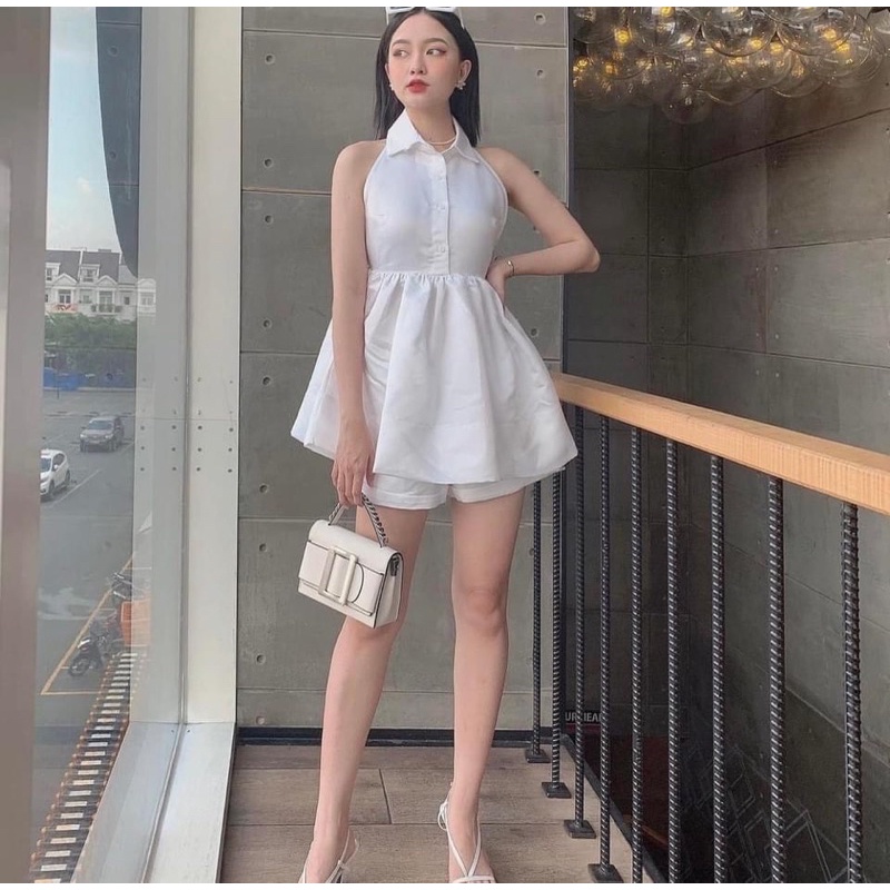 Áo sơ mi yếm chất lụa hở lưng hàng thiết kế