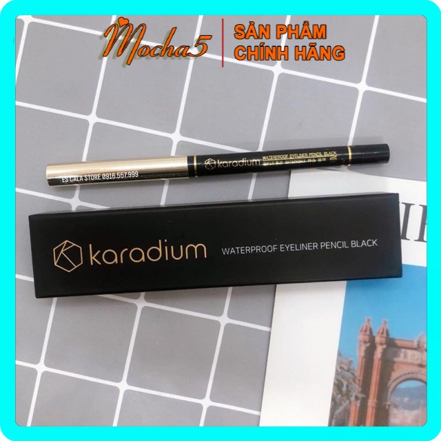 Chì kẻ mắt KARADIUM Waterproof Eyeliner Pencil Black dễ kẻ chống nước, chống lem VỎ Đen