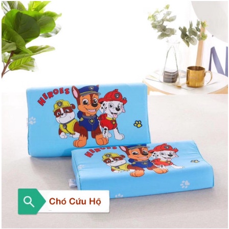 Gối cao su non cho bé họa tiết hoạt hình dễ thương vỏ gối chất liệu cotton thoáng mát_Chăn ga gối đệm