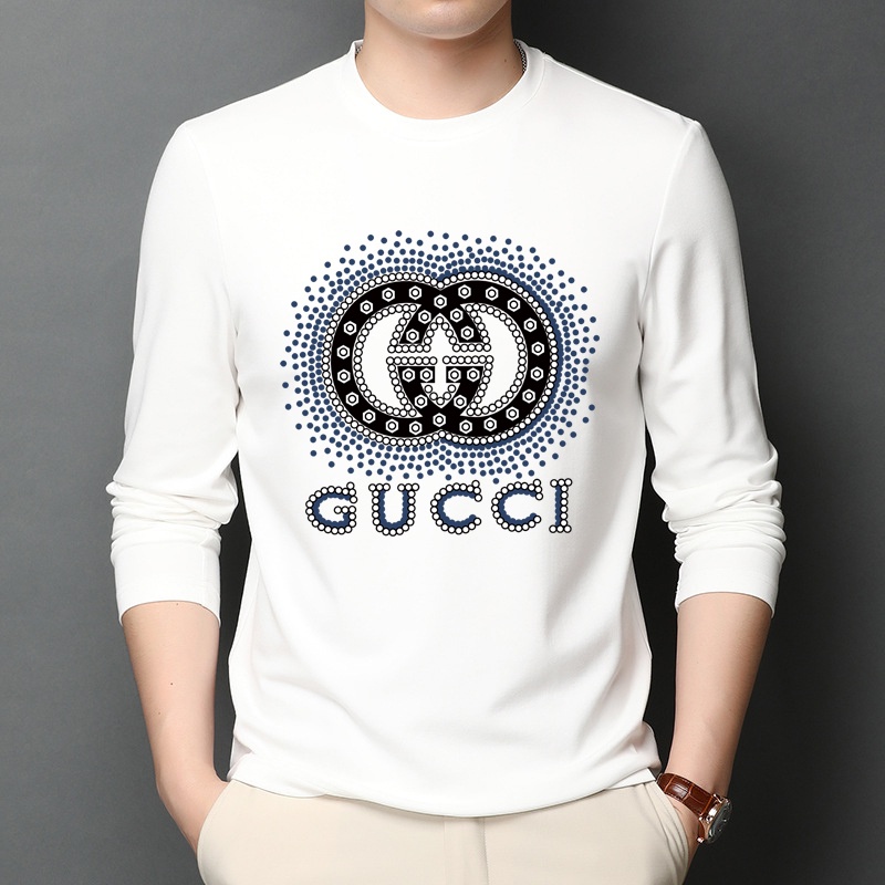 Original 2021 Latest Gucci Men's Long Sleeves White T-shirt Size: M-3XL 009790