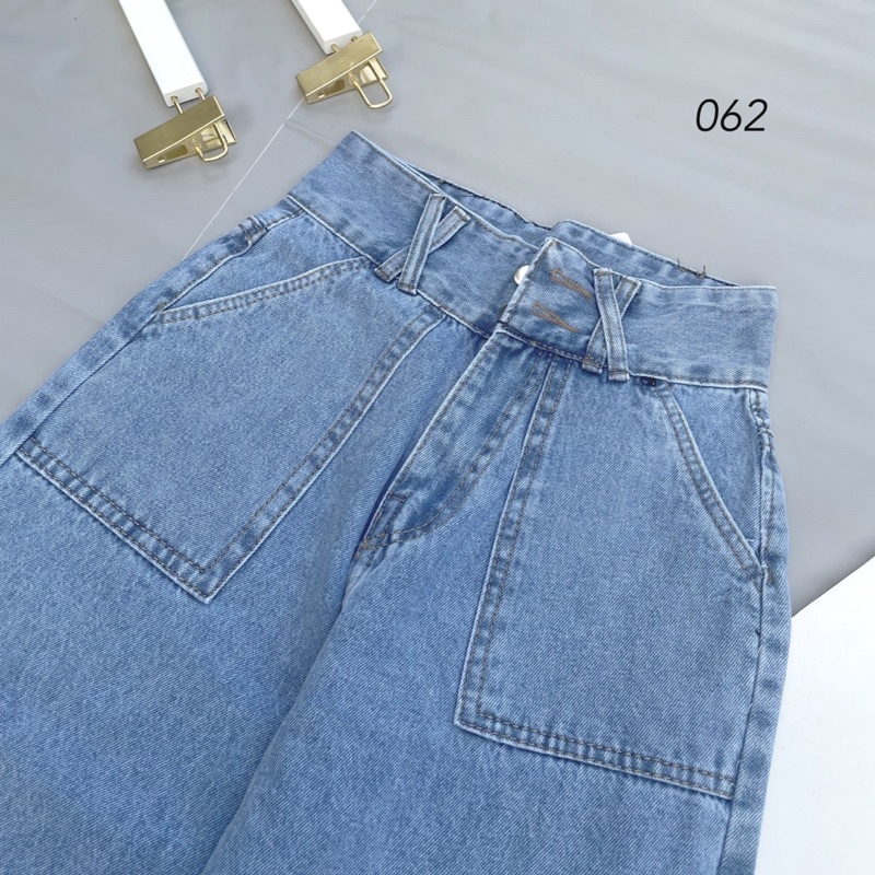 Quần ống rộng nữ quần jeans túi đắp vuông MS 062 (có video - ảnh thật)