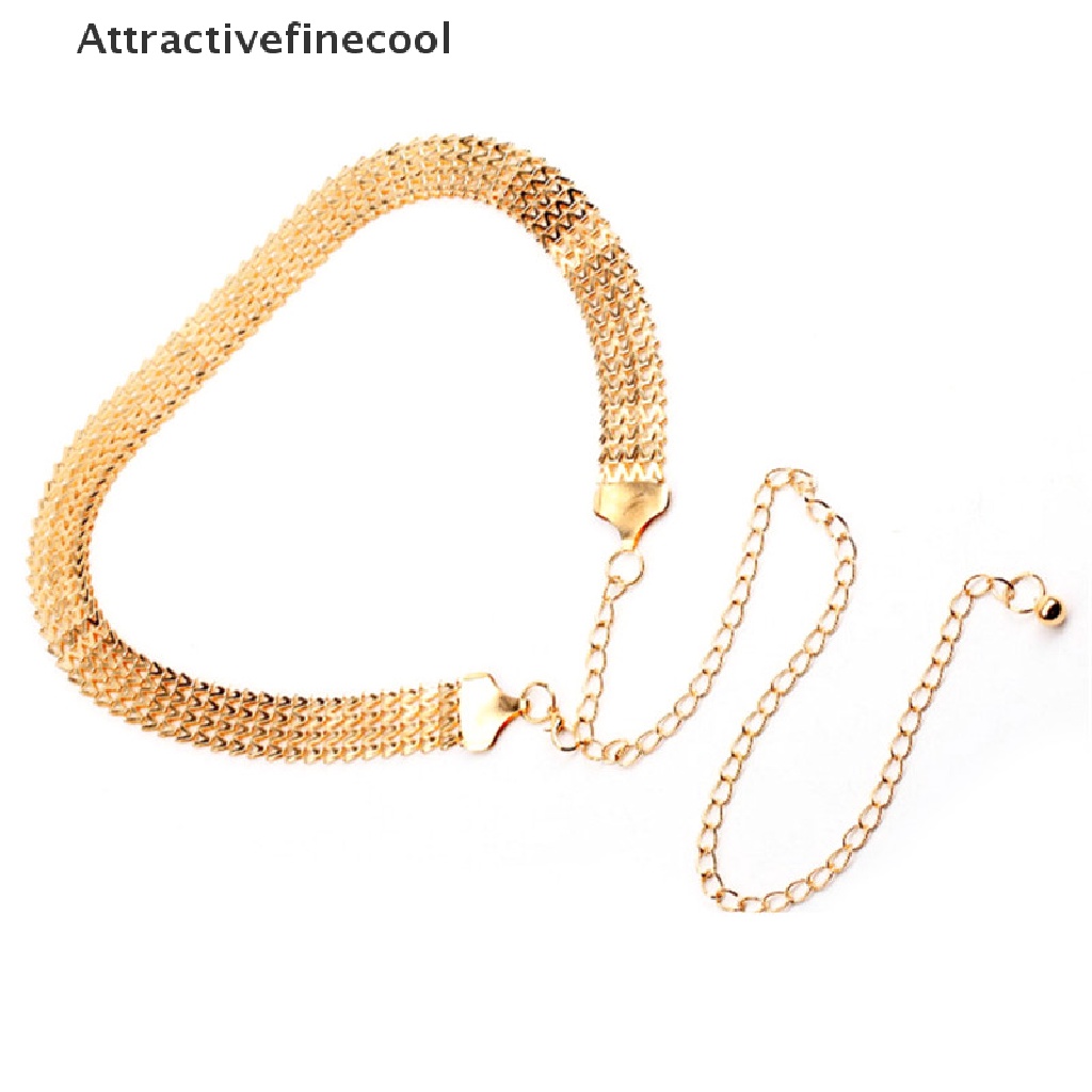 Thắt lưng dây xích kim loại màu vàng thời trang