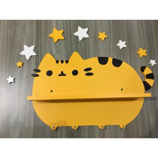 KỆ MÈO PUSHEEN TREO TƯỜNG - MÀU  VÀNG (kèm 4 MÓC TREO)