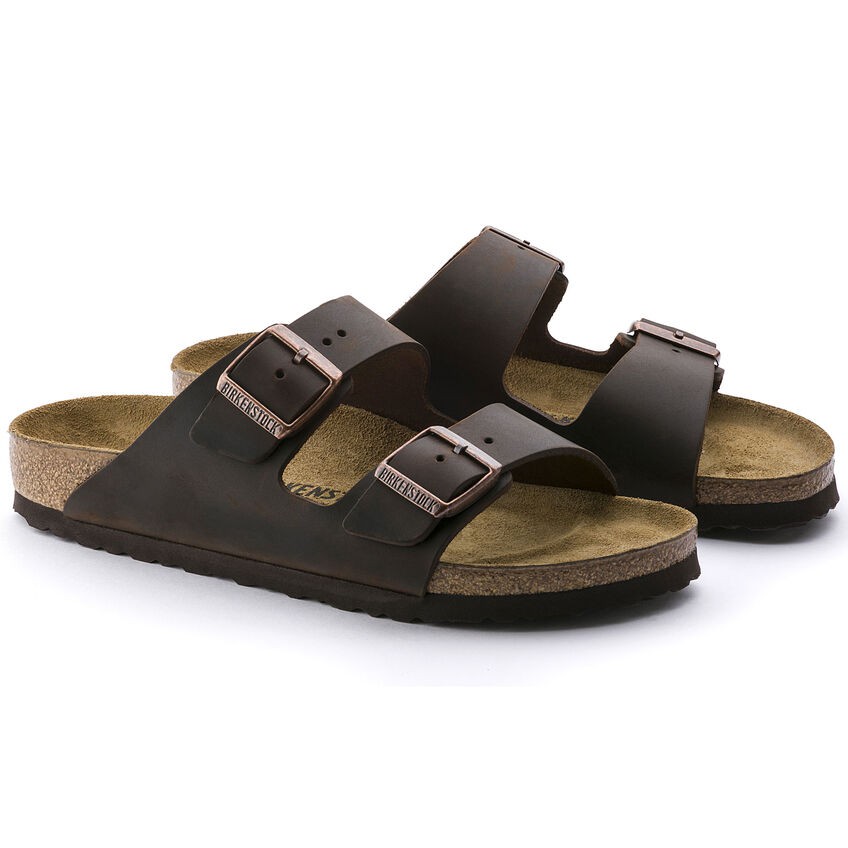 Dép Quai Ngang Nam Birkenstock Arizona Oiled Leather 52531 Màu Nâu Habana