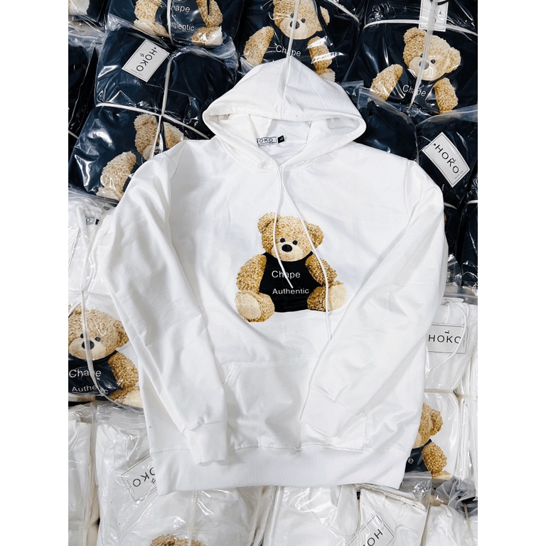 (HCM) ÁO KHOÁC NỈ HODDIES TRÙM ĐẦU - HỌA TIẾT CON GẤU - SIÊU CUTE CHO CÁC BẠN TRẺ - THỜI TRANG GENZ KME FASHION
