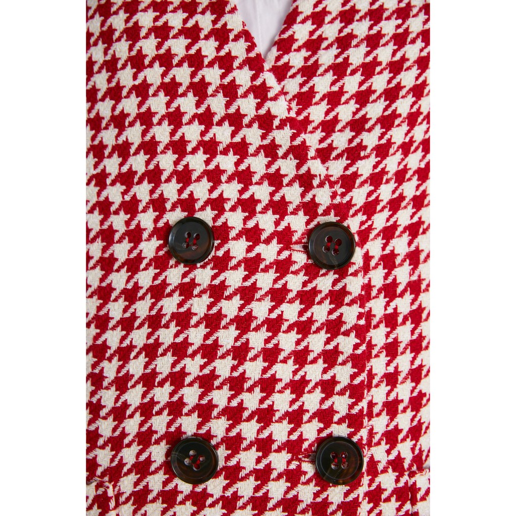ÁO BLAZER ZARA NỮ HOẠ TIẾT HOUNDSTOOTH MÀU ĐỎ TRẮNG | BigBuy360 - bigbuy360.vn