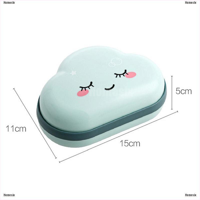 [zHMSI] Cartoon Clouds Shape Soap Box Bathroom Drain Soap Holder Portable Soap Case TYU